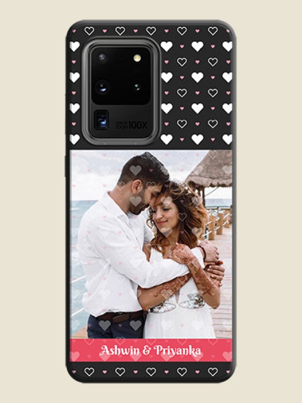 Custom White Color Love Symbols with Text Design - Photo on Space Black Soft Matte Phone Cover - Galaxy S20 Ultra
