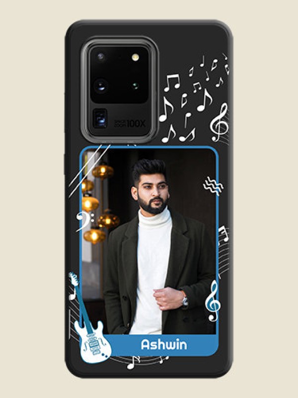 Custom Musical Theme Design with Text - Photo on Space Black Soft Matte Mobile Case - Galaxy S20 Ultra