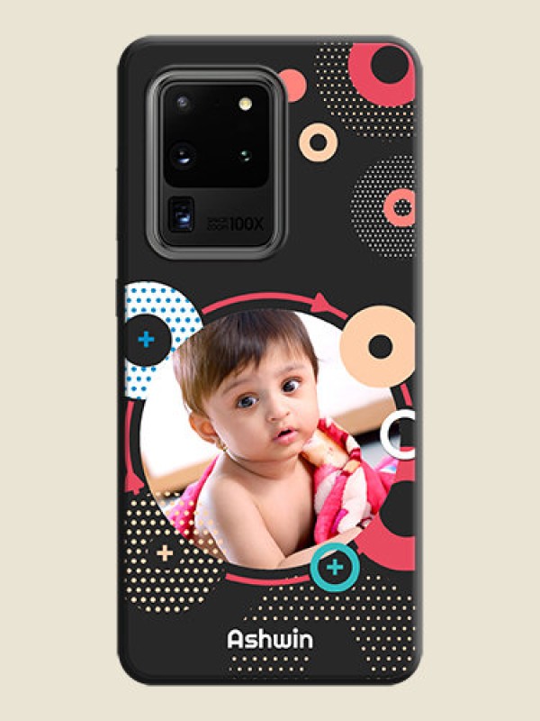 Custom Multicoloured Round Image on Personalised Space Black Soft Matte Cases - Galaxy S20 Ultra