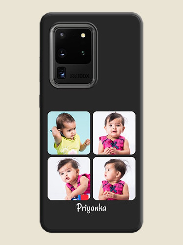 Custom Floral Art with 6 Image Holder - Photo on Space Black Soft Matte Mobile Case - Galaxy S20 Ultra