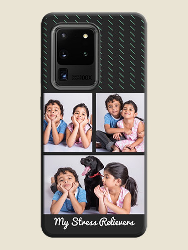 Custom Cross Dotted Pattern with 2 Image Holder  on Personalised Space Black Soft Matte Cases - Galaxy S20 Ultra