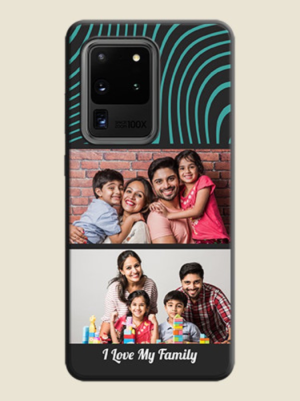 Custom Wave Pattern with 2 Image Holder on Space Black Personalized Soft Matte Phone Covers - Galaxy S20 Ultra