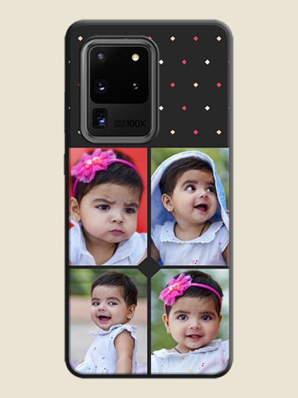 Custom Multicolor Dotted Pattern with 4 Image Holder on Space Black Custom Soft Matte Phone Cases - Galaxy S20 Ultra