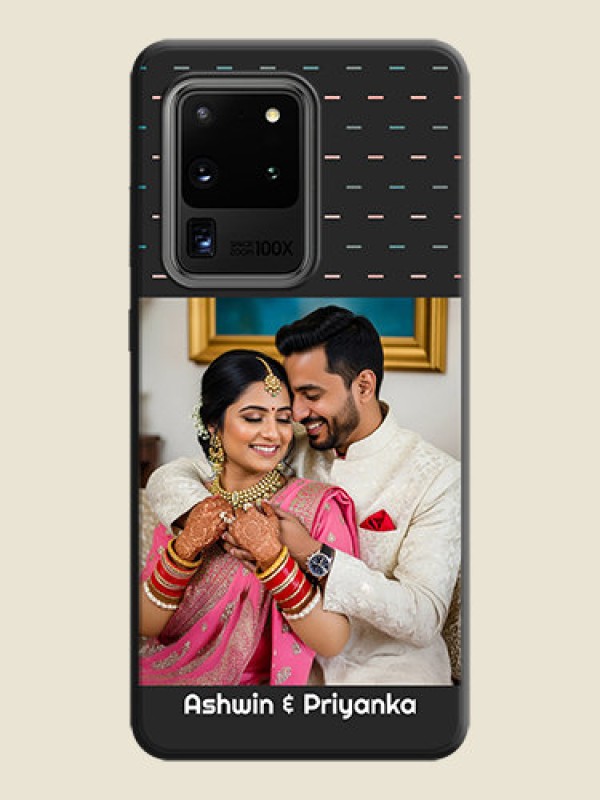 Custom Line Pattern Design with Text on Space Black Custom Soft Matte Phone Back Cover - Galaxy S20 Ultra