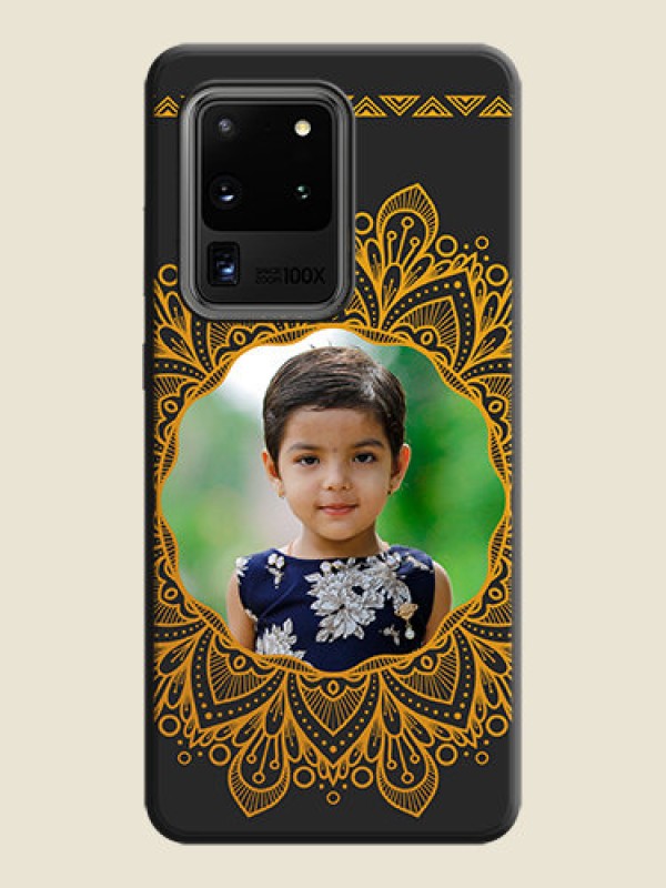 Custom Round Image with Floral Design - Photo on Space Black Soft Matte Mobile Cover - Galaxy S20 Ultra