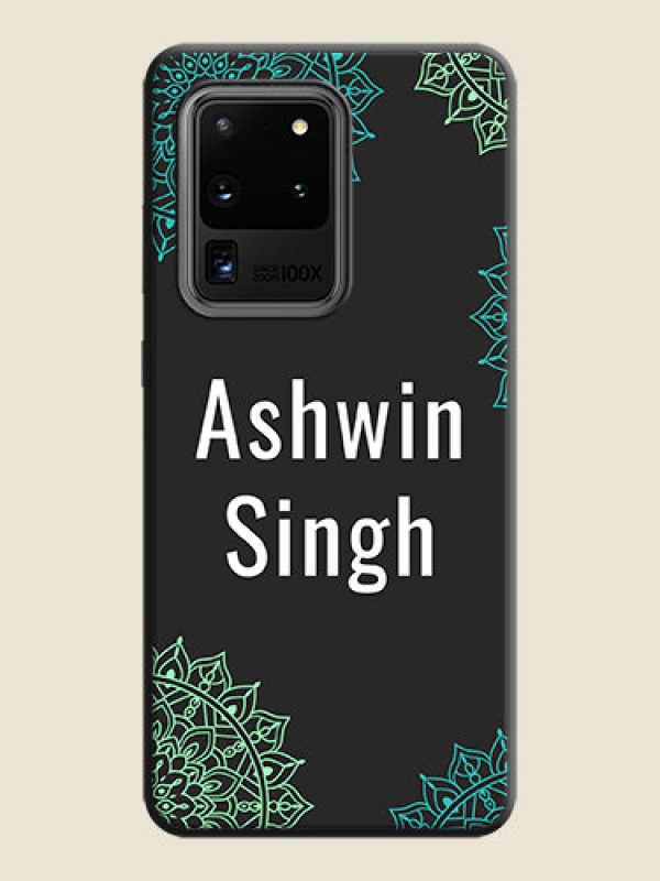 Custom Your Name with Floral Design on Space Black Custom Soft Matte Back Cover - Galaxy S20 Ultra