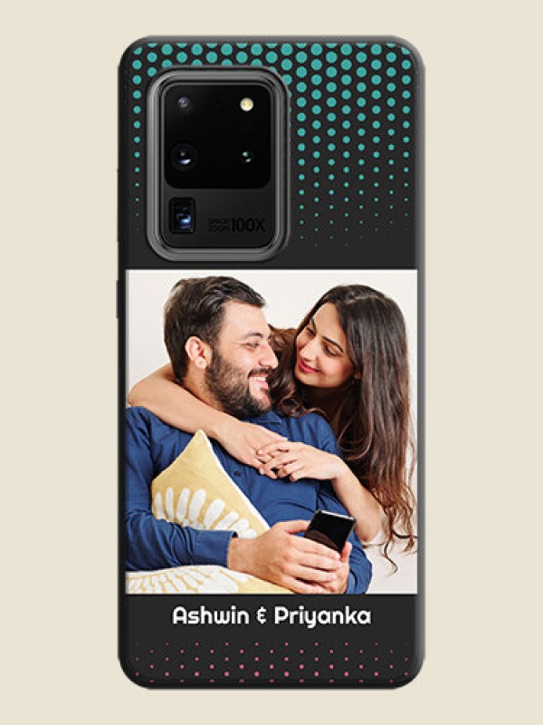 Custom Faded Dots with Grunge Photo Frame and Text on Space Black Custom Soft Matte Phone Cases - Galaxy S20 Ultra