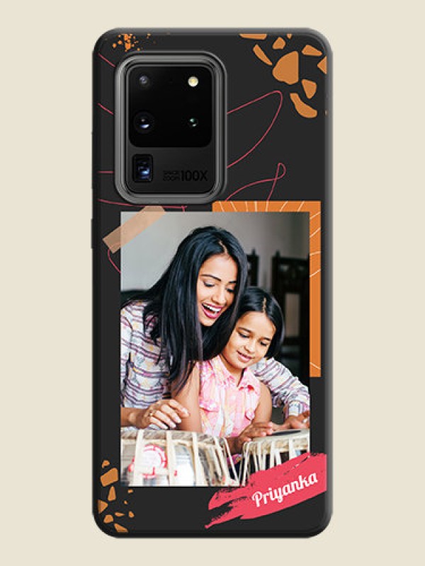 Custom Orange Photo Frame on Space Black Custom Soft Matte Phone Back Cover - Galaxy S20 Ultra