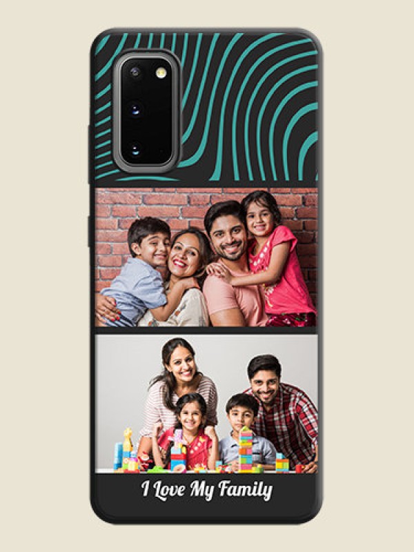 Custom Wave Pattern with 2 Image Holder on Space Black Personalized Soft Matte Phone Covers - Galaxy S20