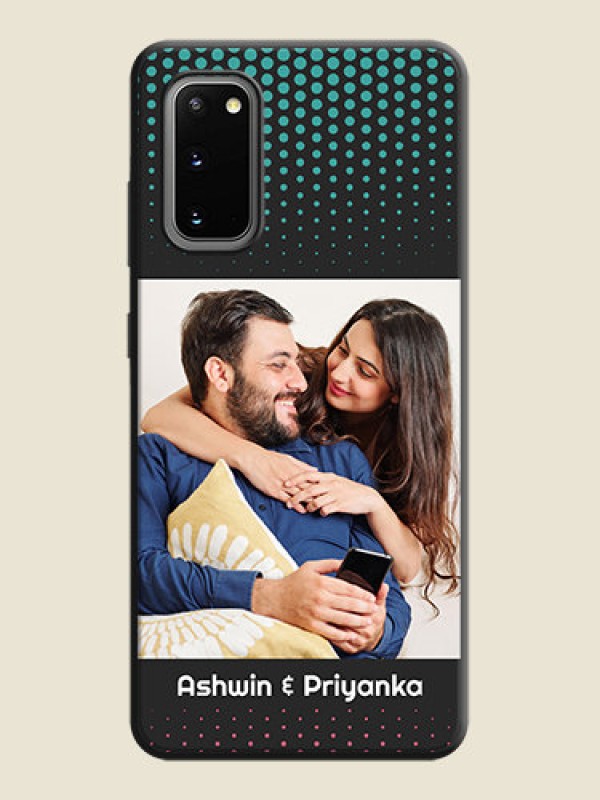Custom Faded Dots with Grunge Photo Frame and Text on Space Black Custom Soft Matte Phone Cases - Galaxy S20