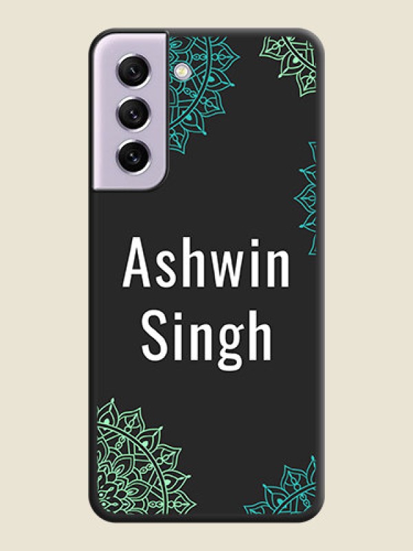 Custom Your Name with Floral Design on Space Black Custom Soft Matte Back Cover - Galaxy S21 FE 5G