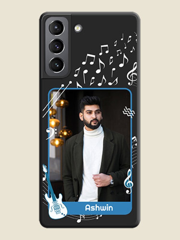 Custom Musical Theme Design with Text on Photo on Space Black Soft Matte Mobile Case - Galaxy S21
