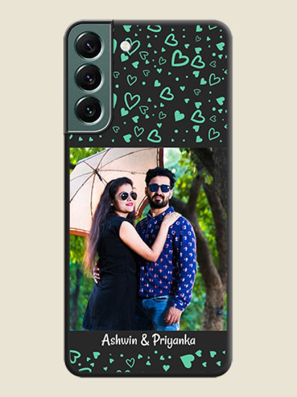 Custom Sea Green Indefinite Love Pattern on Photo on Space Black Soft Matte Mobile Cover - Galaxy S22 Plus 5G