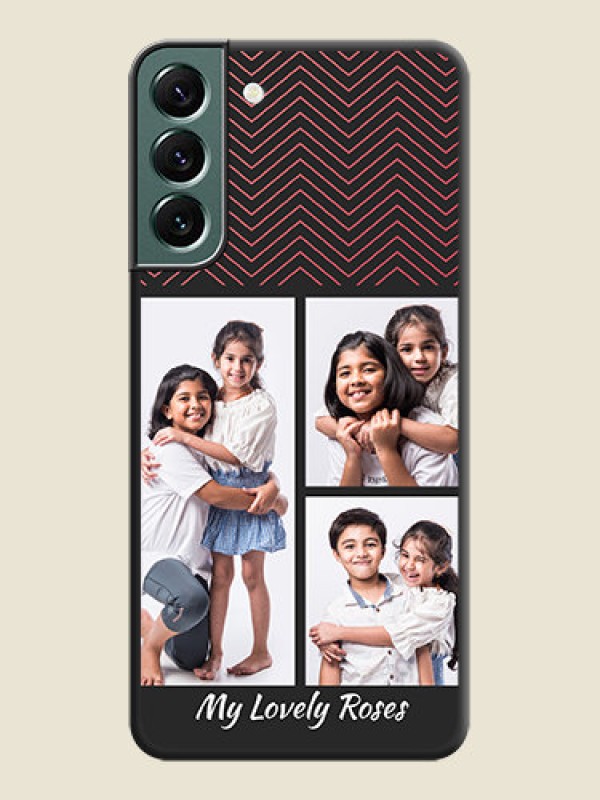Custom Wave Pattern with 3 Image Holder on Space Black Custom Soft Matte Back Cover - Galaxy S22 Plus 5G