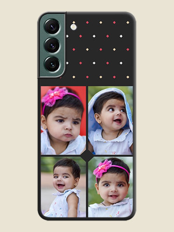 Custom Multicolor Dotted Pattern with 4 Image Holder on Space Black Custom Soft Matte Phone Cases - Galaxy S22 Plus 5G