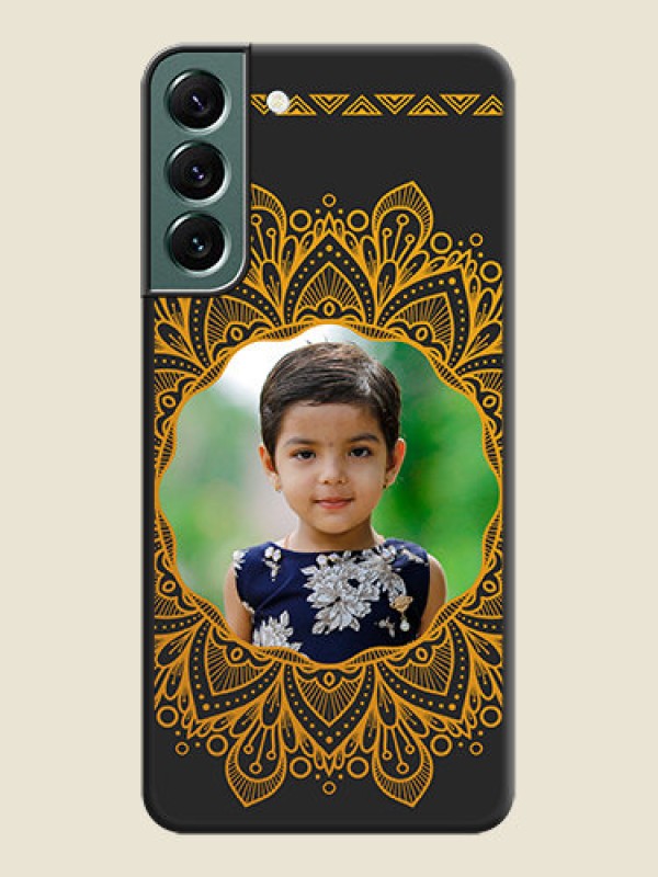 Custom Round Image with Floral Design on Photo on Space Black Soft Matte Mobile Cover - Galaxy S22 Plus 5G