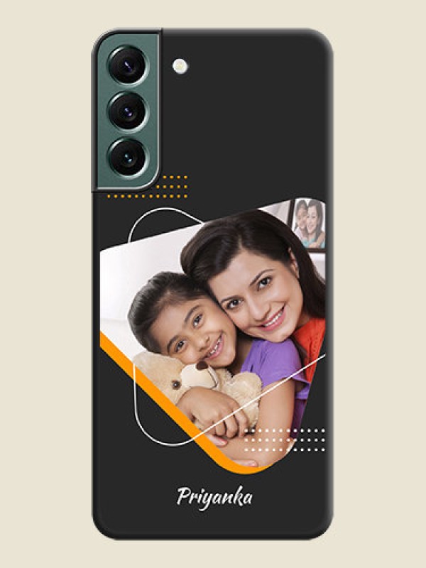 Custom Yellow Triangle on Photo on Space Black Soft Matte Phone Cover - Galaxy S22 Plus 5G