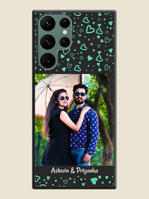 Custom Sea Green Indefinite Love Pattern on Photo on Space Black Soft Matte Mobile Cover - Galaxy S22 Ultra 5G
