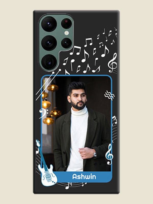 Custom Musical Theme Design with Text on Photo on Space Black Soft Matte Mobile Case - Galaxy S22 Ultra 5G