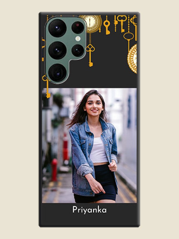 Custom Decorative Design with Text on Space Black Custom Soft Matte Back Cover - Galaxy S22 Ultra 5G