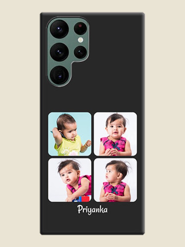 Custom Floral Art with 6 Image Holder on Photo on Space Black Soft Matte Mobile Case - Galaxy S22 Ultra 5G