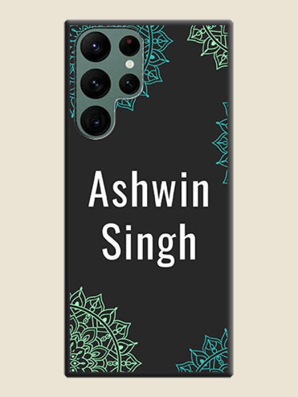 Custom Your Name with Floral Design on Space Black Custom Soft Matte Back Cover - Galaxy S22 Ultra 5G