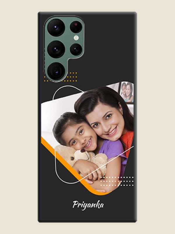 Custom Yellow Triangle on Photo on Space Black Soft Matte Phone Cover - Galaxy S22 Ultra 5G