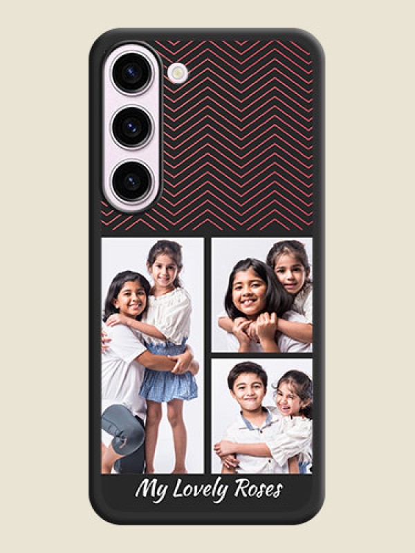 Custom Wave Pattern with 3 Image Holder on Space Black Custom Soft Matte Back Cover - Samsung Galaxy S23 5G