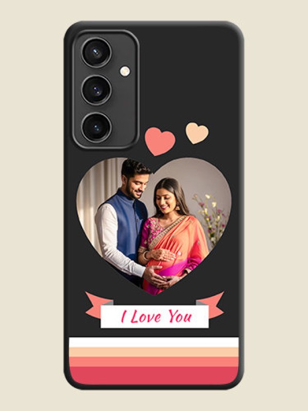 Custom Love Shaped Photo with Colorful Stripes on Personalised Space Black Soft Matte Cases - Galaxy S23 FE 5G
