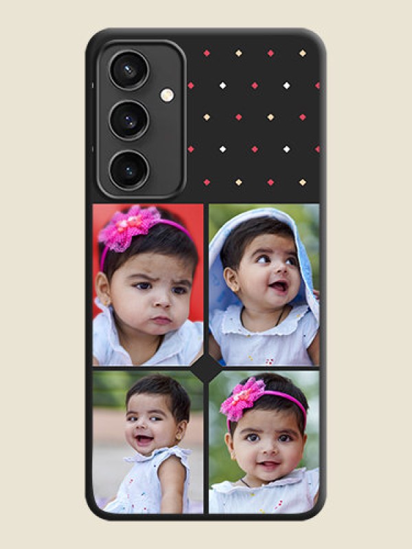 Custom Multicolor Dotted Pattern with 4 Image Holder on Space Black Custom Soft Matte Phone Cases - Galaxy S23 FE 5G