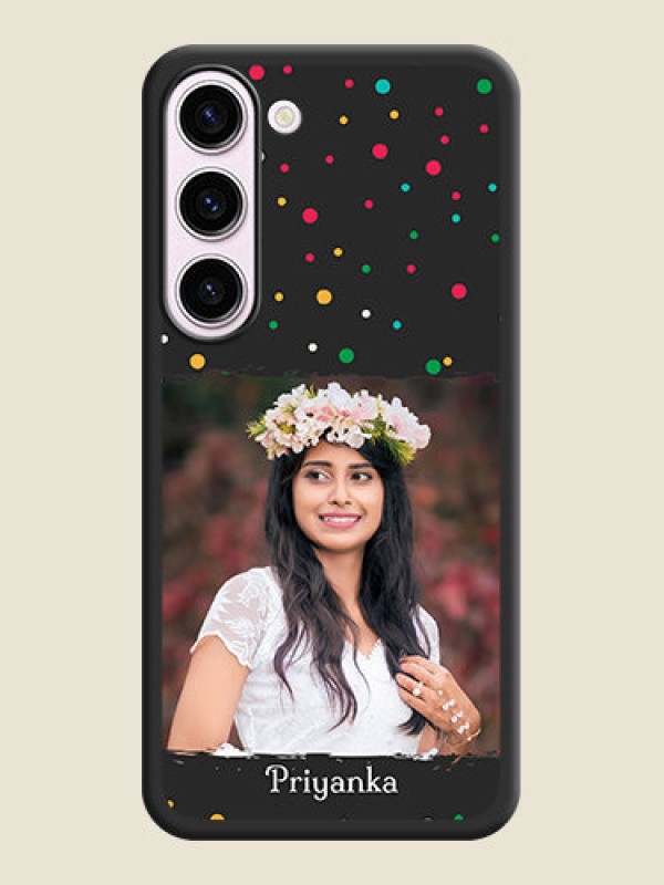 Custom Multicolor Dotted Pattern with Text on Space Black Custom Soft Matte Phone Back Cover - Samsung Galaxy S23 Plus 5G