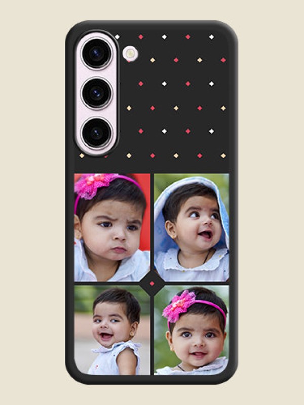 Custom Multicolor Dotted Pattern with 4 Image Holder on Space Black Custom Soft Matte Phone Cases - Samsung Galaxy S23 Plus 5G