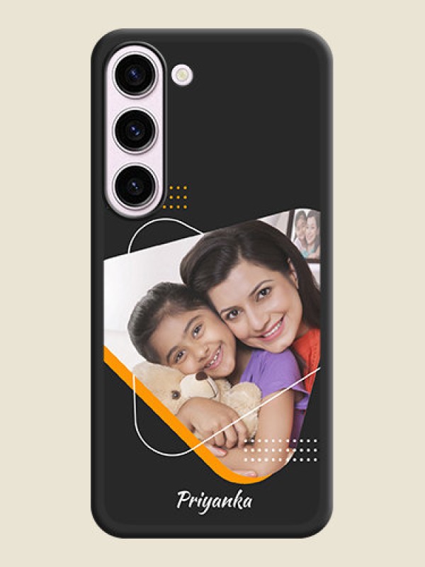 Custom Yellow Triangle on Photo on Space Black Soft Matte Phone Cover - Samsung Galaxy S23 Plus 5G