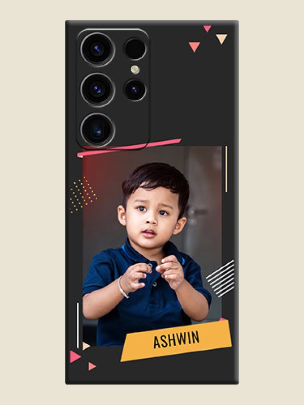 Custom Photo Frame with Triangle Small Dots on Photo on Space Black Soft Matte Back Cover - Samsung Galaxy S23 Ultra 5G