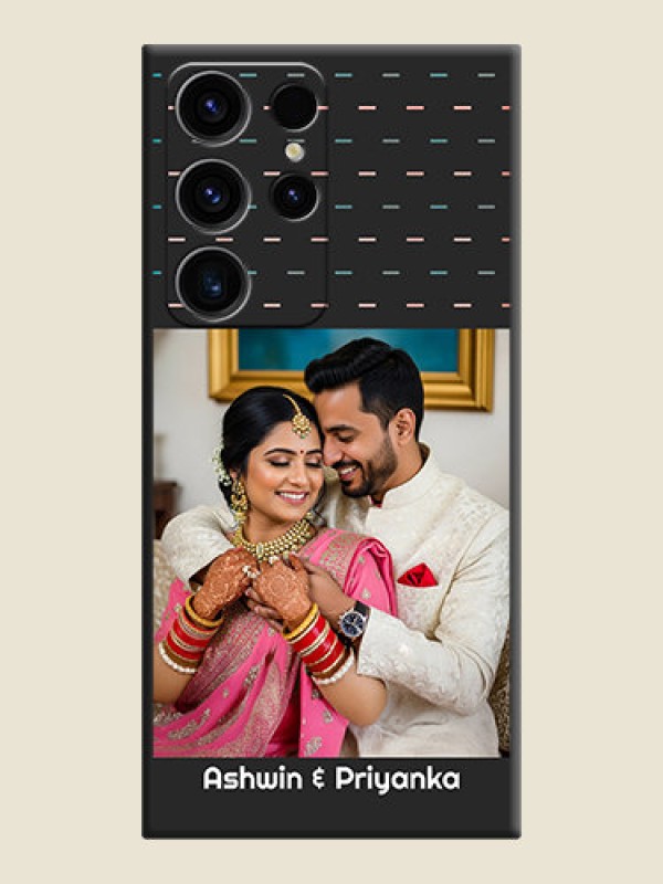 Custom Line Pattern Design with Text on Space Black Custom Soft Matte Phone Back Cover - Samsung Galaxy S23 Ultra 5G