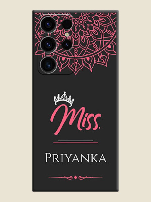 Custom Mrs Name with Floral Design on Space Black Personalized Soft Matte Phone Covers - Samsung Galaxy S23 Ultra 5G