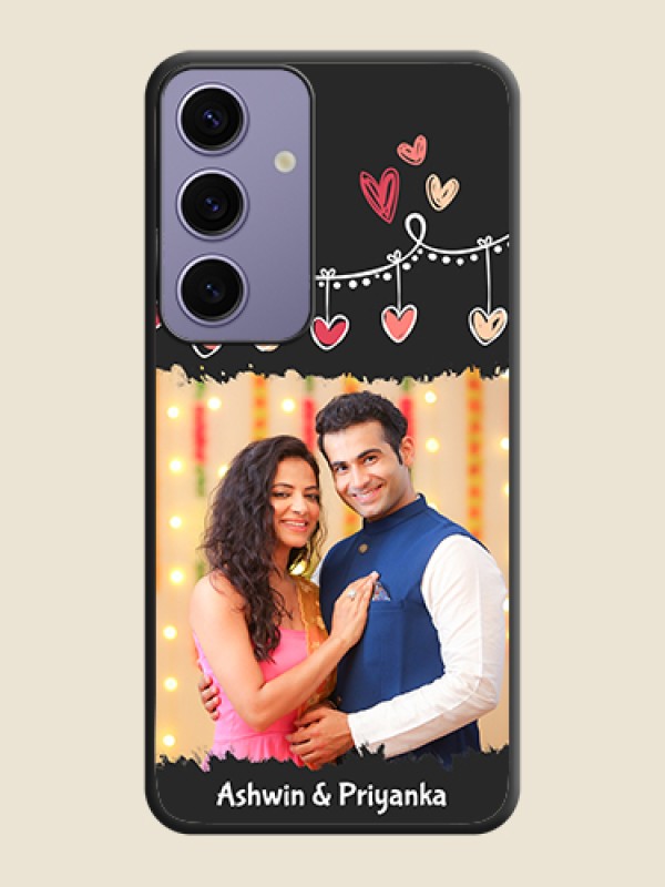 Custom Pink Love Hangings with Name on Space Black Custom Soft Matte Phone Cases - Galaxy S24 5G