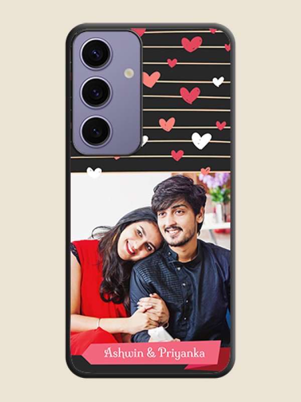 Custom Love Pattern with Name on Pink Ribbon - Photo on Space Black Soft Matte Back Cover - Galaxy S24 5G