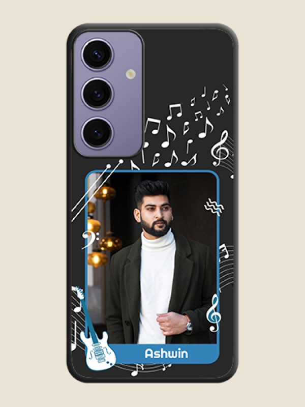 Custom Musical Theme Design with Text - Photo on Space Black Soft Matte Mobile Case - Galaxy S24 5G