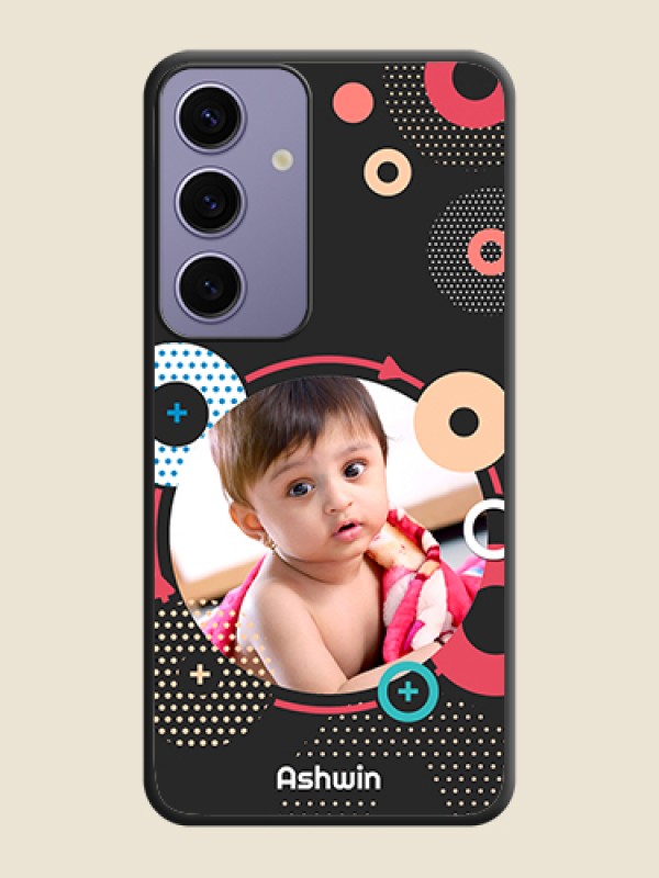 Custom Multicoloured Round Image on Personalised Space Black Soft Matte Cases - Galaxy S24 5G