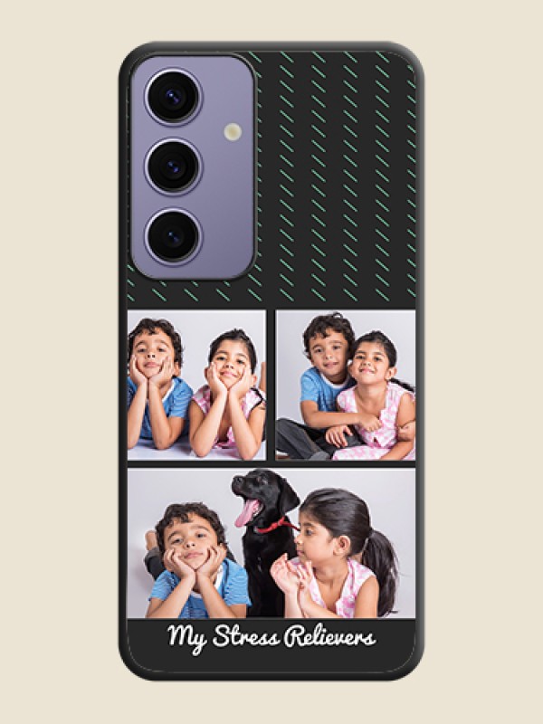 Custom Cross Dotted Pattern with 2 Image Holder on Personalised Space Black Soft Matte Cases - Galaxy S24 5G