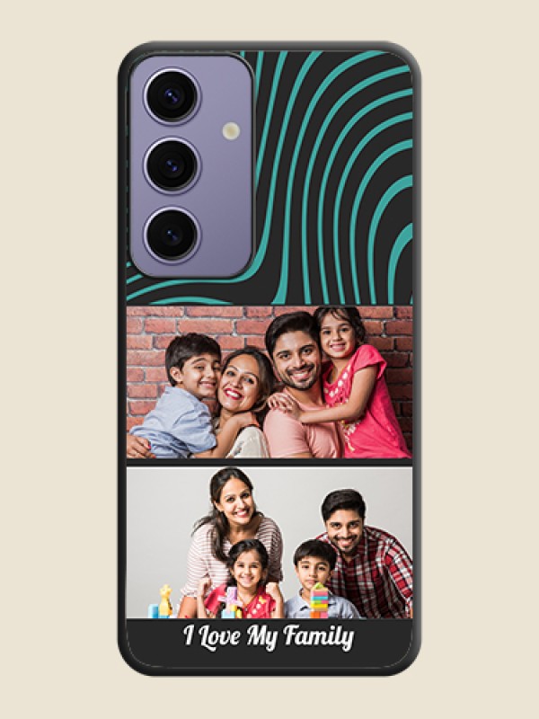 Custom Wave Pattern with 2 Image Holder on Space Black Personalized Soft Matte Phone Covers - Galaxy S24 5G
