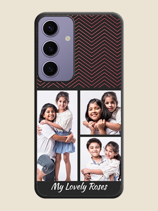 Custom Wave Pattern with 3 Image Holder on Space Black Custom Soft Matte Back Cover - Galaxy S24 5G