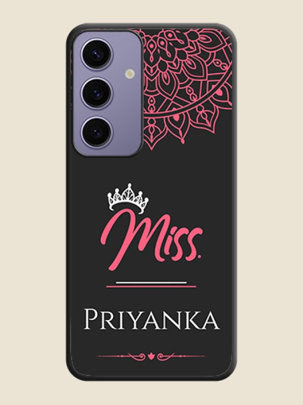 Custom Mrs Name with Floral Design on Space Black Personalized Soft Matte Phone Covers - Galaxy S24 5G