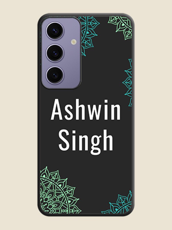 Custom Your Name with Floral Design on Space Black Custom Soft Matte Back Cover - Galaxy S24 5G
