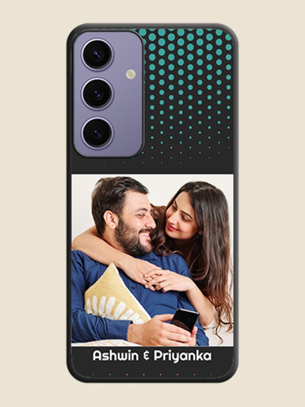 Custom Faded Dots with Grunge Photo Frame and Text on Space Black Custom Soft Matte Phone Cases - Galaxy S24 5G