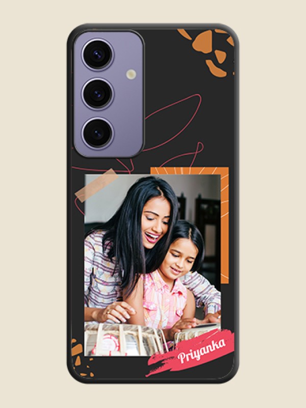 Custom Orange Photo Frame on Space Black Custom Soft Matte Phone Back Cover - Galaxy S24 5G