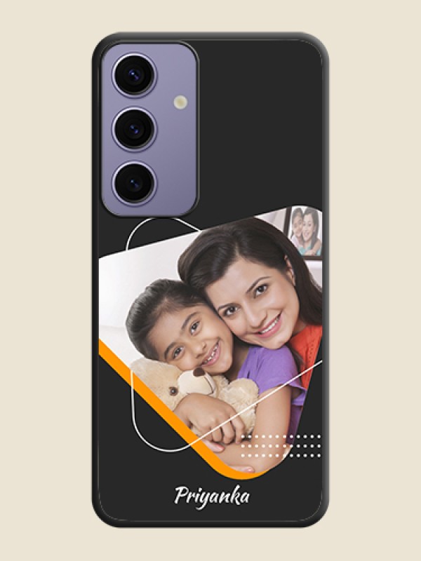 Custom Yellow Triangle - Photo on Space Black Soft Matte Phone Cover - Galaxy S24 5G
