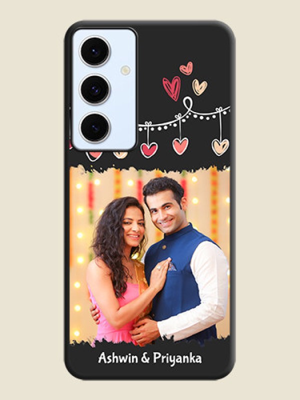 Custom Pink Love Hangings with Name On Space Black Custom Soft Matte Mobile Back Cover - Galaxy S24 FE 5G