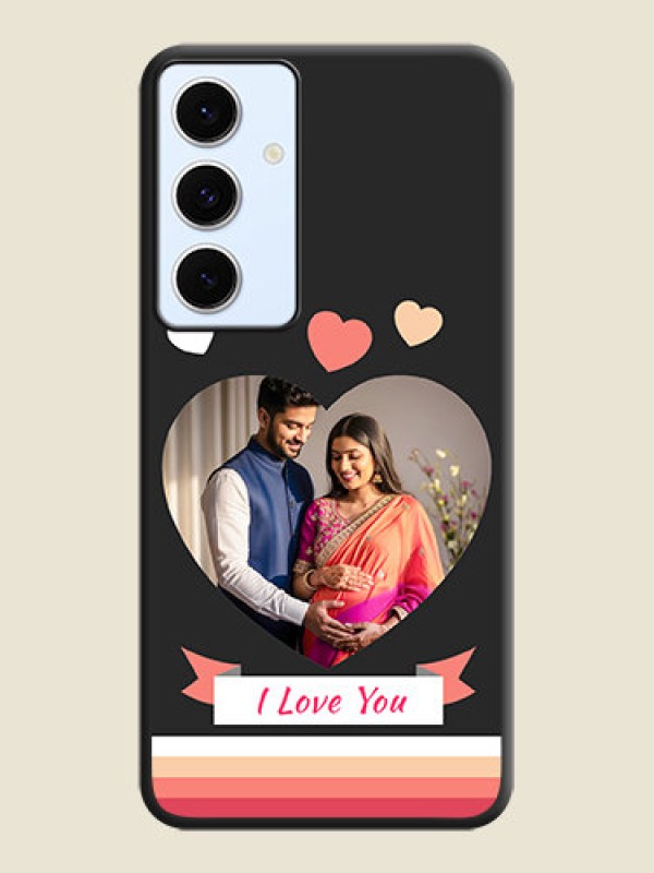 Custom Love Shaped Photo with Colorful Stripes On Space Black Custom Soft Matte Mobile Back Cover - Galaxy S24 FE 5G